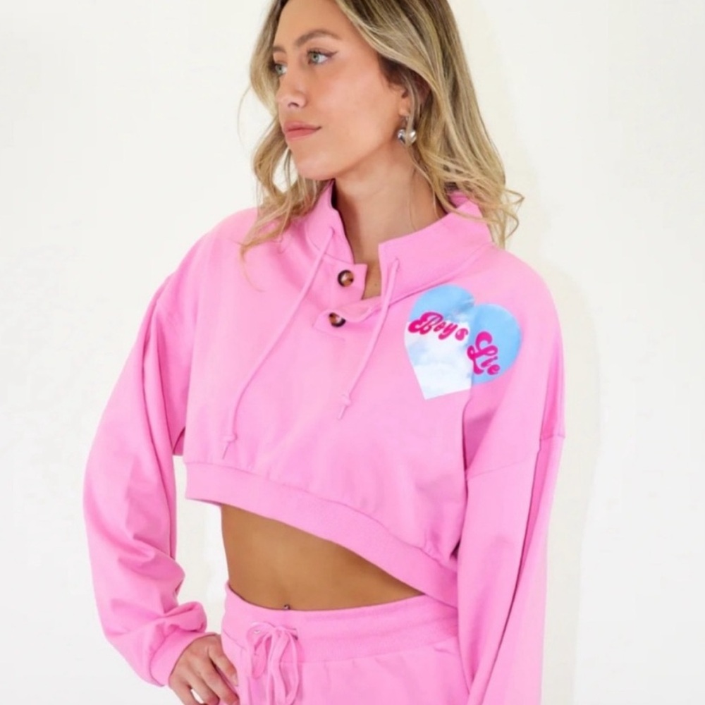 Boys Lie pink cropped sweatshirt sz S/M